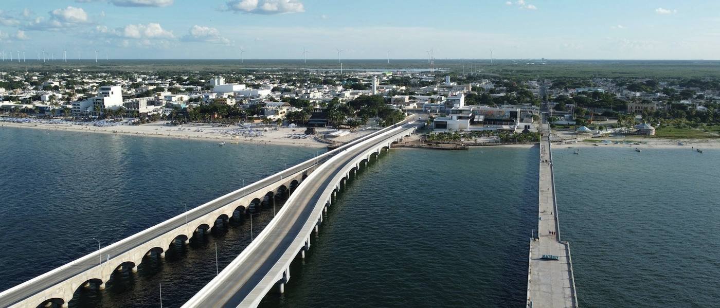 Puerto de Progreso, Yucatán, visto desde el aire (imagen de muestra)